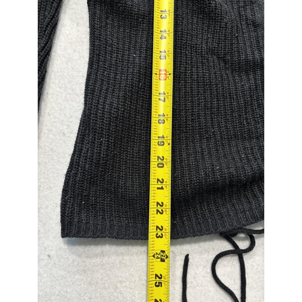 Full Circle Trends Sweater Womens 2X Plus Black V Neck Waffle Knit Drawstring - Picture 7 of 11